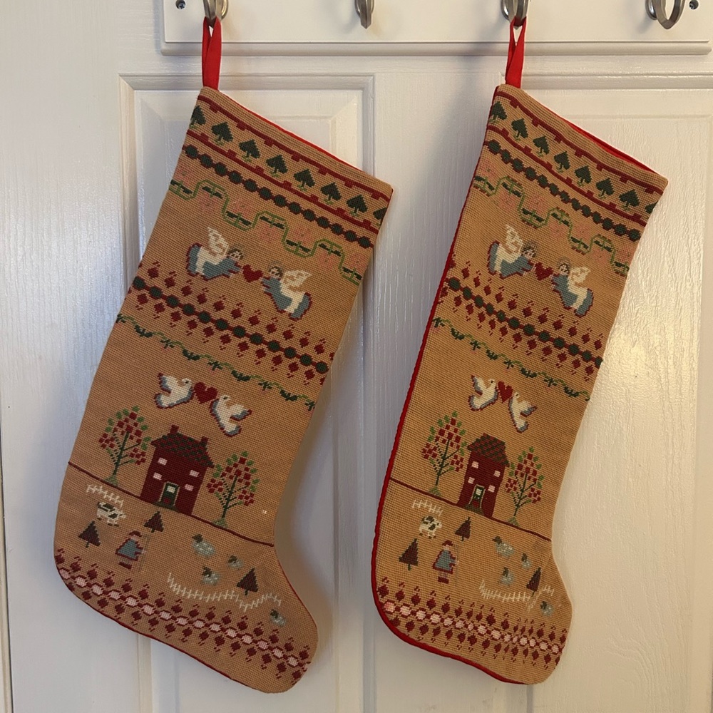 Needlepoint Christmas Stockings - Set of 2
